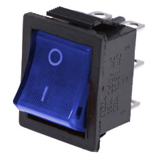 Кнопка Перемикач клавішний 12V (On/Off) 4 Контакт Синія №140