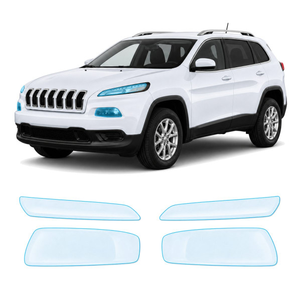 Антигравийная защитная бронепленка по лекалам для Jeep Cherokee KL 2014-2018 - оптика (фары и ПТФ)