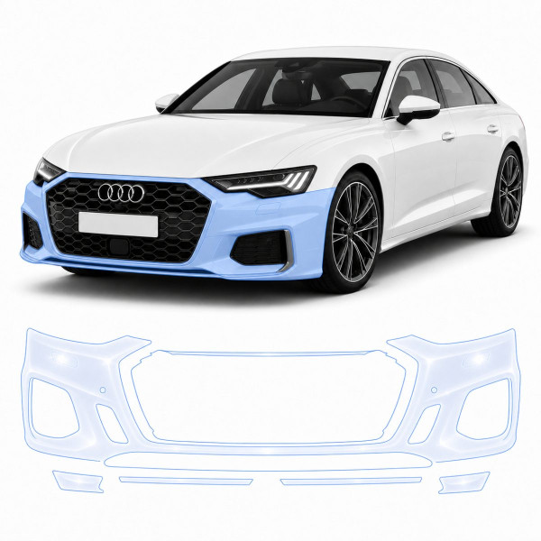 Антигравийная защитная бронепленка по лекалам для Audi A6 C9 2025- передний бампер