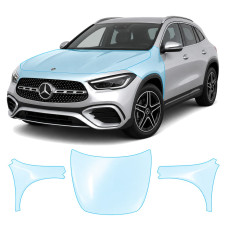 Антигравийная защитная бронепленка по лекалам для Mercedes-Benz GLA H247 facelift 2023- капот и передние крылья
