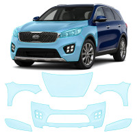 Антигравійна захисна бронеплівка за лекалами для Kia Sorento UM 2015-2017 - передня частина авто (капот бампер крила))