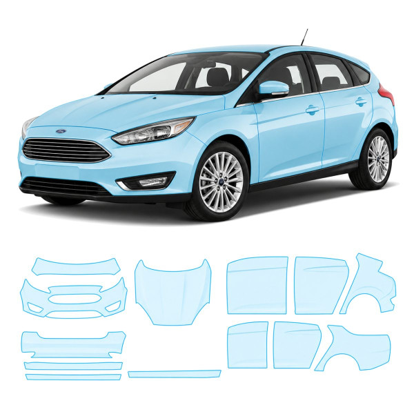 Антигравийная защитная бронепленка по лекалам для Ford Focus III facelift 2015-2018 - полный кузов