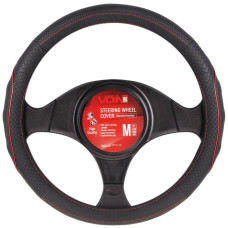 Чехол руля M перфорированная кожа Черно-красный (VLOD-L282 BK/RD M)