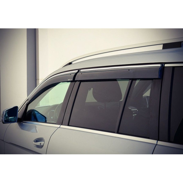 Дефлекторы окон ветровики Mercedes-Benz GL166 2013- С Хром Молдингомом