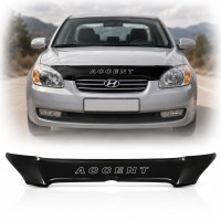 Дефлектор капоту мухобійка для Hyundai Accent Verna 2006-2010 (Коротка) Voron Glass