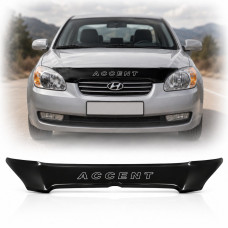 Дефлектор капоту мухобійка для Hyundai Accent Verna 2006-2010 (Коротка) Voron Glass