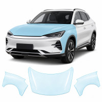 Антигравийная защитная бронепленка по лекалам для BYD Song Plus I facelift 2023- капот и передние крылья