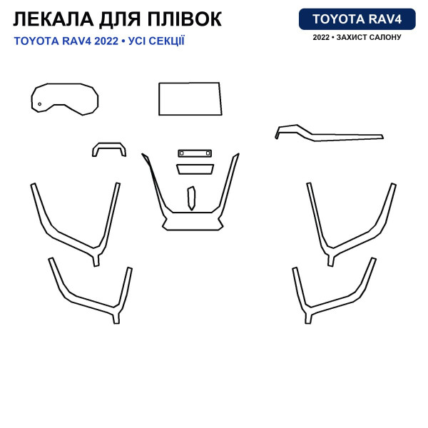 Набір Плівок захисних для салону Toyota RAV4 V (XA50) 2018-2025 TPH (Кансолі Дисплея Ручок) Тип 2