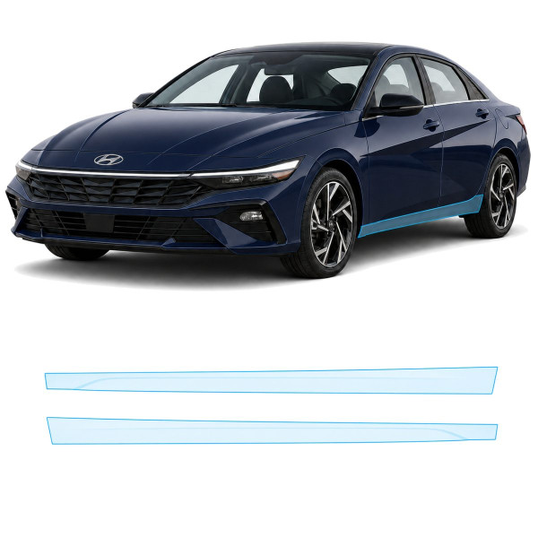 Антигравийная защитная бронепленка по лекалам для Hyundai Elantra CN7 facelift 2024- нижняя зона кузова пороги