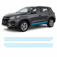 Антигравийная защитная бронепленка по лекалам для Chery Tiggo 4 I 2017-2022 - нижняя зона кузова пороги