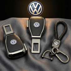 Авто Набір подарунковий для Volkswagen No2 перехідник та брелок з логотипом Темний хром