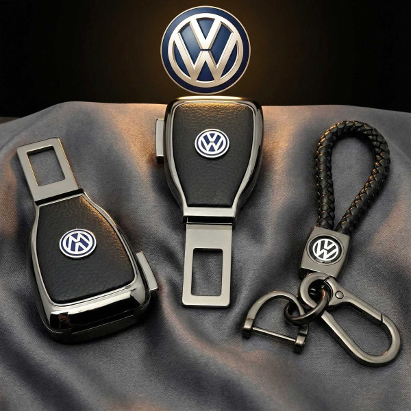 Авто Набір подарунковий для Volkswagen No2 перехідник та брелок з логотипом Темний хром