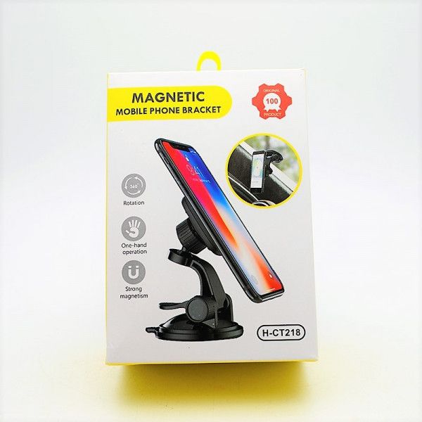 Автодержатель для телефона Magnetic магнитный на присоске Black Carbon (CT218)