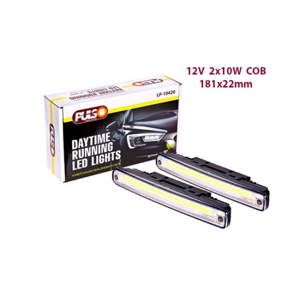 Денні ходові вогні (ДХО) 181*22*30мм/20W*COB 6000K 9-16V корпус пла. рівному. освітлення Pulso