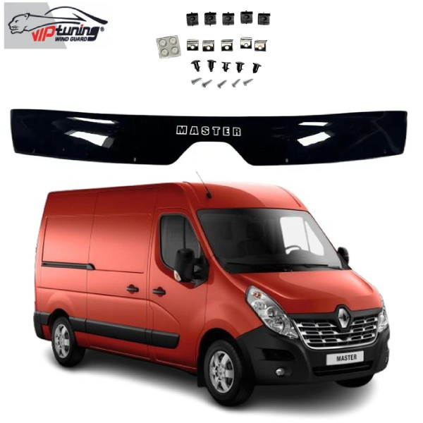 Дефлектор капота мухобойка для Renault Master 2014-2020 Евро Крепление (Vip Tuning)