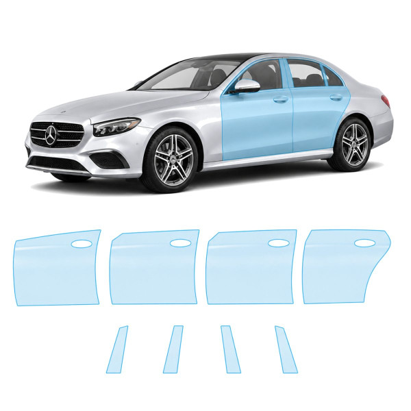 Антигравийная защитная бронепленка по лекалам для Mercedes-Benz E-Class W213 2016-2020 - зоны дверей и стойки окон