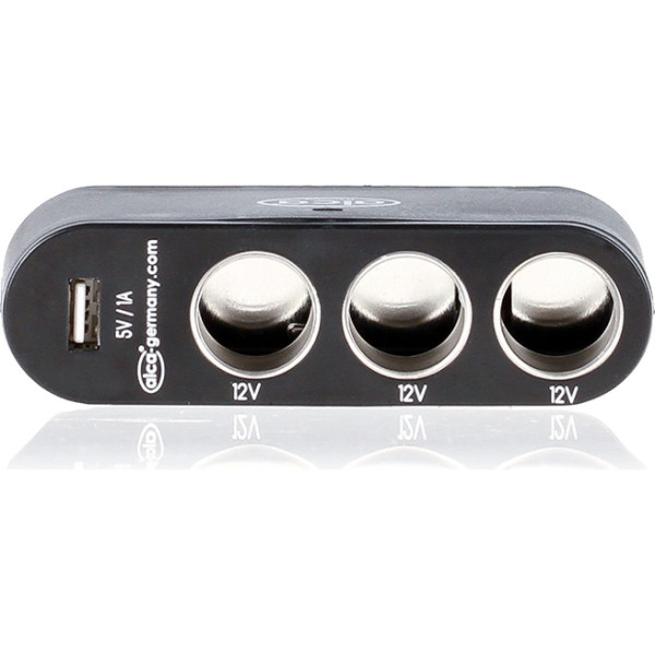 Розгалужувач прикурювача Alca 12V 3 гнізда та 1USB Кут повороту 90° Оригінал (510 200)