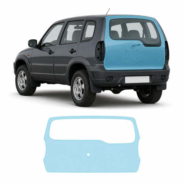 Антигравийная защитная бронепленка по лекалам для Chevrolet Niva I facelift 2009-2020 - зона крышки багажника