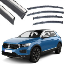 Дефлектори вікон вітровики Benke для Volkswagen T-Roc 2018- Хром Молдинг З Нержавіючої Сталі 3D