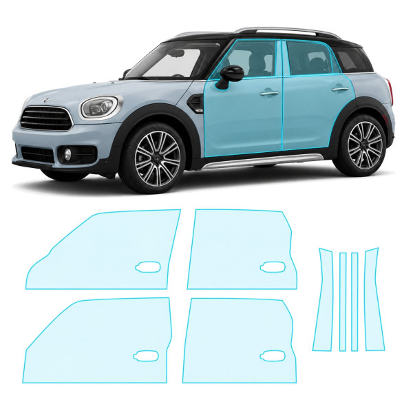 Антигравийная защитная бронепленка по лекалам для Mini Countryman F60 2017-2020 - зоны дверей и стойки окон