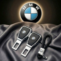 Набір в авто для BMW №2 / Заглушка перехідник ременя безпеки та брелока з логотипом