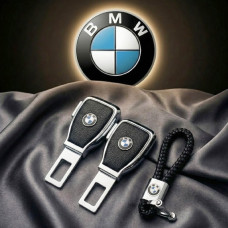 Набір в авто для BMW №2 / Заглушка перехідник ременя безпеки та брелока з логотипом