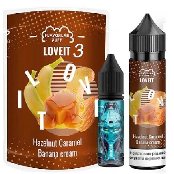 Рідина Самозаміс Flavorlab Love IT 60ml 3мг (органіка) Hazelnut Caramel Banana Cream Орехово Карамельная Паста Банан