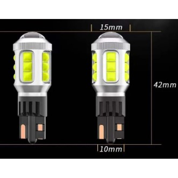Автолампа світлодіодна LED 12-50V T15 W16W 9.5W Лінза Білий Світло 1 шт