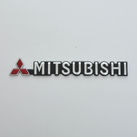 Эмблема надпись Mitsubishi чорный фон скотч 190 x 23 мм