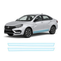 Антигравійна захисна бронеплівка за лекалами для LADA Vesta NG facelift 2022- нижня зона кузова пороги