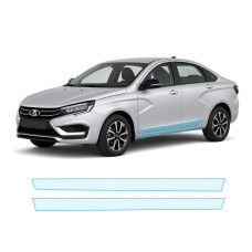 Антигравийная защитная бронепленка по лекалам для LADA Vesta NG facelift 2022- нижняя зона кузова пороги