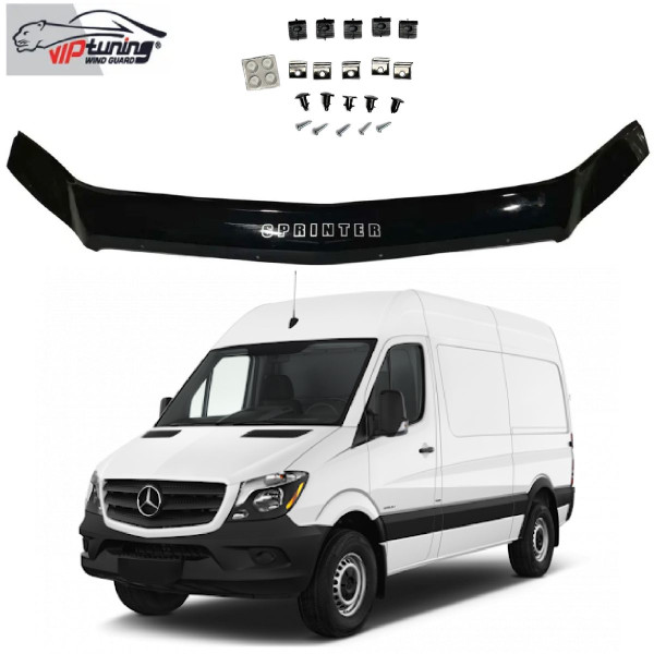 Дефлектор капоту мухобійка Mercedes-Benz Sprinter 906 2006-2013 Євро Кріплення (Vip Tuning) MRD07