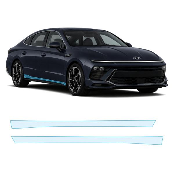 Антигравийная защитная бронепленка по лекалам для Hyundai Sonata DN8 facelift 2023- нижняя зона кузова пороги