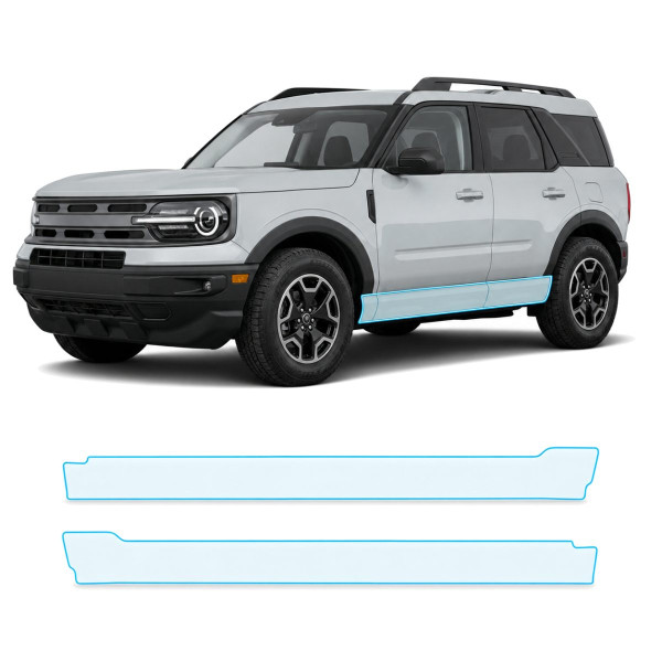 Антигравийная защитная бронепленка по лекалам для Ford Bronco Sport I 2021-2024 - нижняя зона кузова пороги