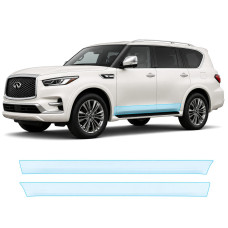 Антигравийная защитная бронепленка по лекалам для Infiniti QX80 Z62 facelift 2018-2024 - нижняя зона кузова пороги