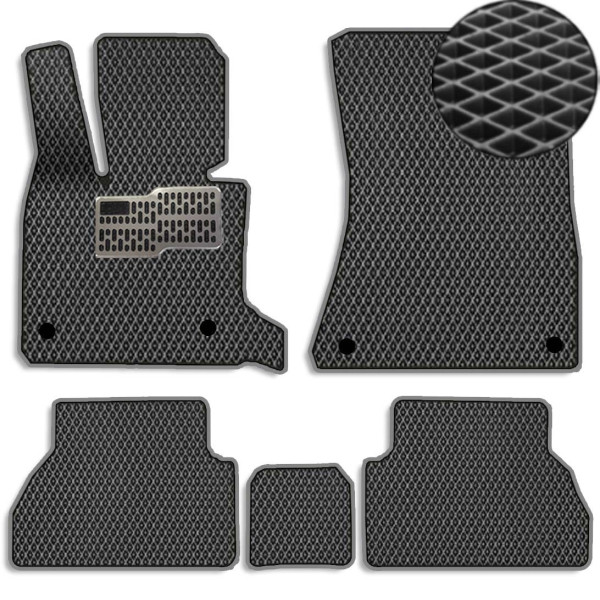 Килимки в салон EVA для BMW X5 (E70) 2007-2013 з підп'ятником Чорні-Сірий кант 5 шт