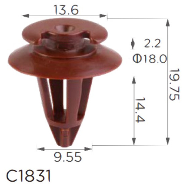 Кліпса кріплення обшивки дверей VW SEAT AUDI (893867290 15422 15423) (C1831)