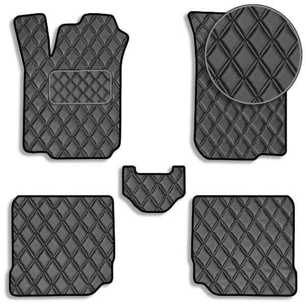 Килимки у салон для Volkswagen Jetta / Bora 1998-2005 Екошкіра с подпятником Чорні 5 шт (Rombus)