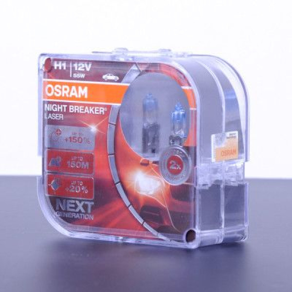 Автолампа галогенна Osram Night Breaker Laser +150% 12V H1 55W 2 шт (64150 NL-BOX)