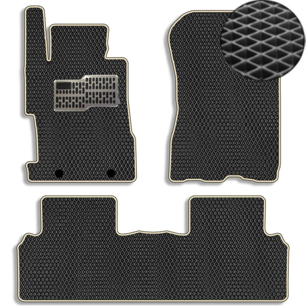 Килимки в салон EVA для Honda Civic 8 Седан 4D 2006-2011 з підп'ятником Чорні-Бежовий кант 5 шт