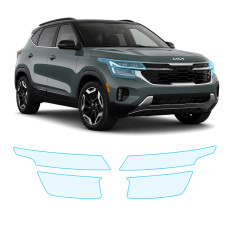 Антигравийная защитная бронепленка по лекалам для Kia Seltos SP2 facelift 2023- оптика (фары и ПТФ)