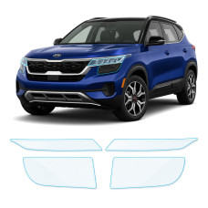 Антигравийная защитная бронепленка по лекалам для Kia Seltos SP2 2019-2022 - оптика (фары и ПТФ)
