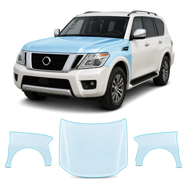 Антигравійна захисна бронеплівка за лекалами для Nissan Armada II 2017-2020 - капот і передні крила