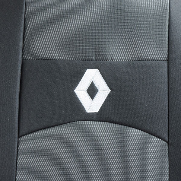 Чехлы на сидения модельные для Renault Logan 04-13 / цельная спинка / Черно - Серые
