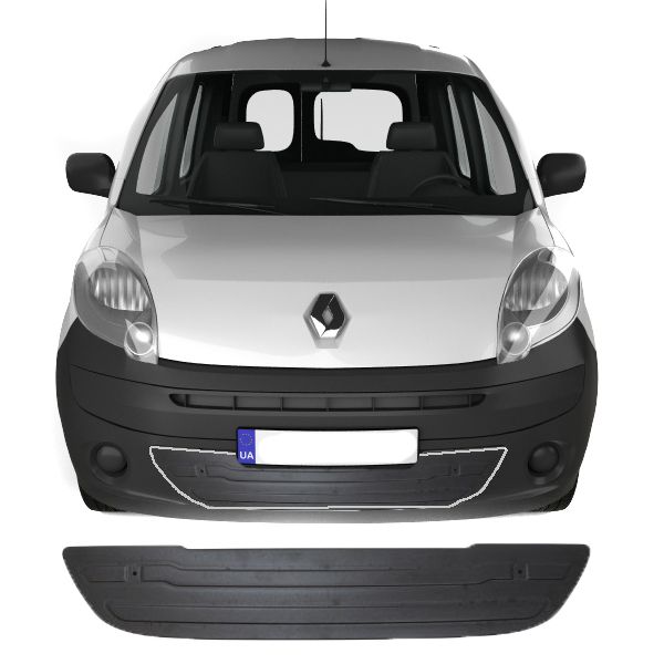 Зимняя накладка на бампер для Renault Kangoo 08-13 / Нижняя Широкая Матовая FLY
