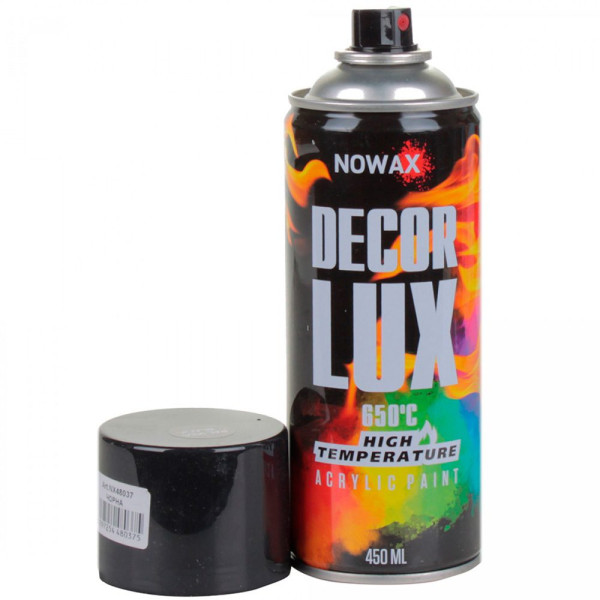 Акрилова високотемпературна фарба Nowax 650° Спрей 450 мл Чорна (black/ral9005)