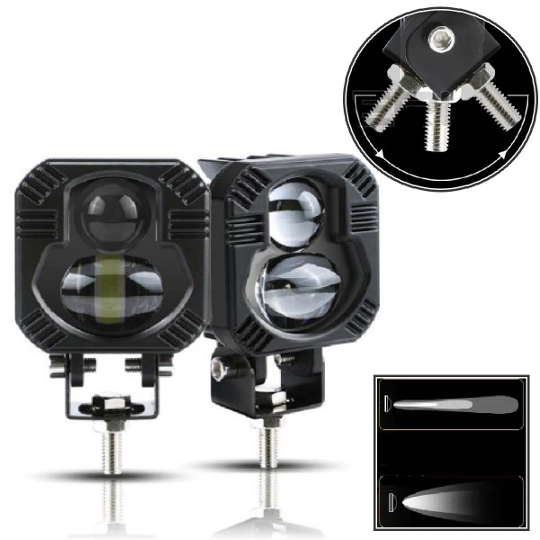 Bi-LED Фара дополнительная Квадратая 65x65x50 мм 10-80V W/W P-66-40W 4 390 (Белый Свет)