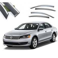Дефлектори вікон вітровики Benke для Volkswagen Passat B7 / B8 Седан 2011- USA Хром Молдинг Із Нержавіючої Сталі 3D
