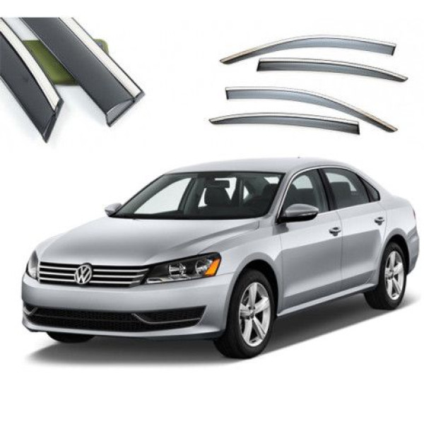 Дефлектори вікон вітровики Benke для Volkswagen Passat B7 / B8 Седан 2011- USA Хром Молдинг Із Нержавіючої Сталі 3D