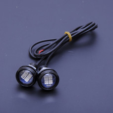 Денні ходові вогні ДХО очі врізні LED D23 мм / 3W / 12V / Сині 2 шт